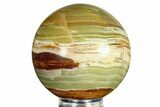 Polished Green Banded Calcite Sphere - Pakistan #301451-1